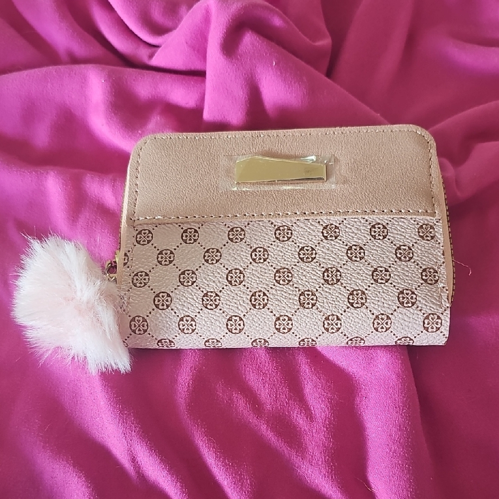 Classic Pink and Cream Wallet with Gold Hardware